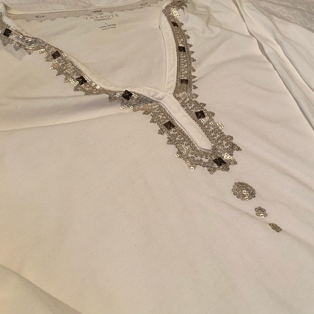 Talbots White Long Sleeved T-Shirt